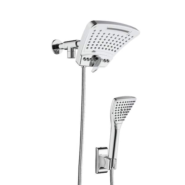 PULSE Showerspas PowerShot 3-Spray Patterns with 2.5GPM 8 in. Wall Mounted Dual Shower Heads in Chrome