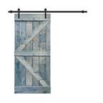 K Series 36 in. x 84 in. Pre-Assembled Denim Blue Stained Wood Interior Sliding Barn Door with Hardware Kit