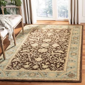 Antiquity Brown/Green 4 ft. x 6 ft. Border Floral Area Rug