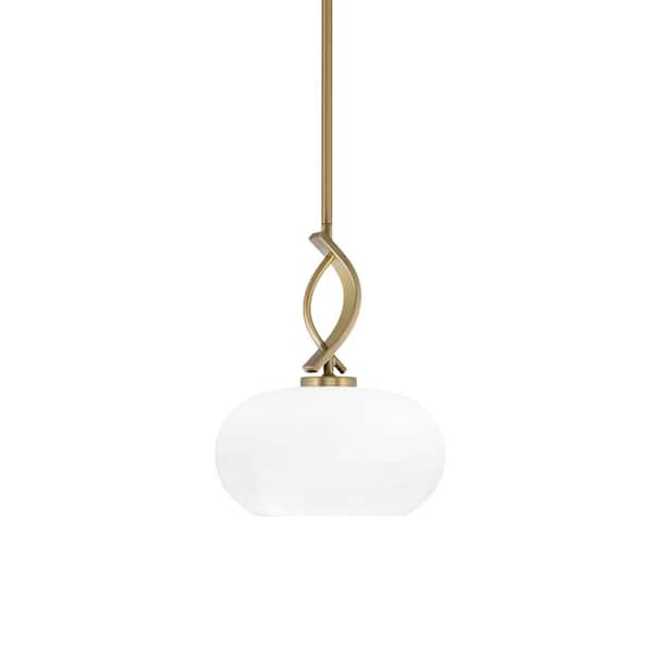 Unbranded Olympia 100-Watt 1-Light New Age Brass Shaded Mini Pendant Light width Glass Shade