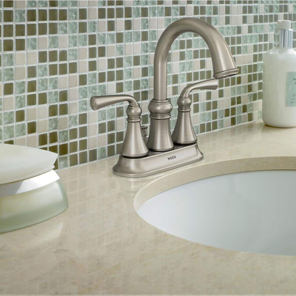 Wetherly Brushed Nickel Two-Handle Centerset Bathroom Faucet