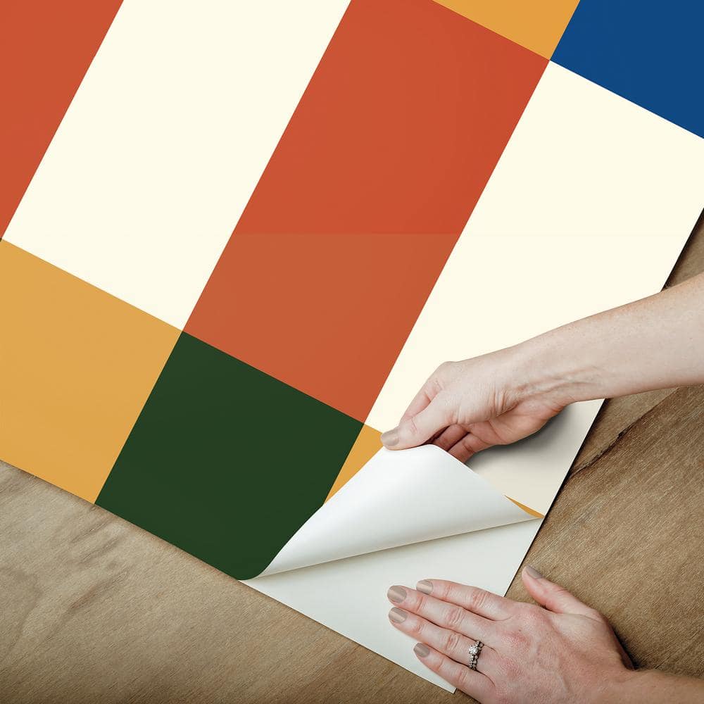 Auburn and Blue Geometric Peel and Stick Wallpaper