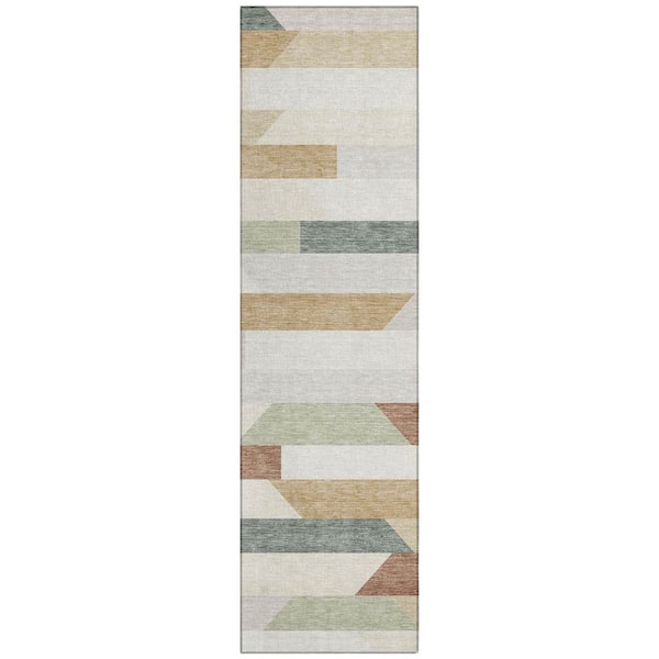 Chantille Machine Washable Indoor/Outdoor Abstract ACN3113 Cream 2 ft. x 7 ft. Runner Rug