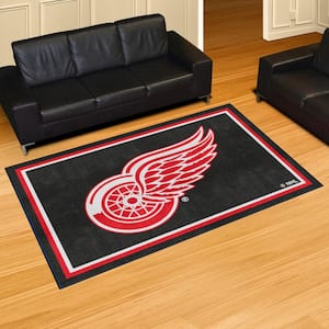 Detroit Red Wings Black 5 ft. x 8 ft. Plush Area Rug