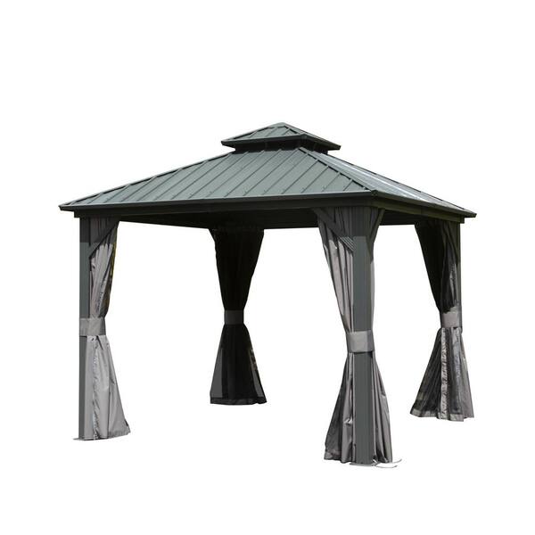 N-Garden　a-2 a-10 a-11 Outsunny 10' x 10' 2 Tier Aluminum Hardtop Patio Gazebo