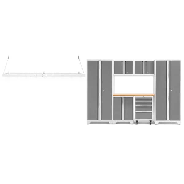 NewAge Products Bold Series 108 in. W x 76.75 in. H x 18 in. D 24-Gauge Steel Garage Cabinet Set in Platinum (7-Piece)