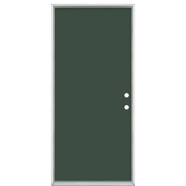 Masonite 36 in. x 80 in. Flush Left Hand Inswing Conifer Painted Steel Prehung Front Exterior Door No Brickmold