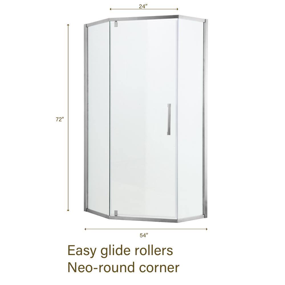 34" Chrome Semi-Frameless Neo Angle Shower Enclosure with Clear Glass