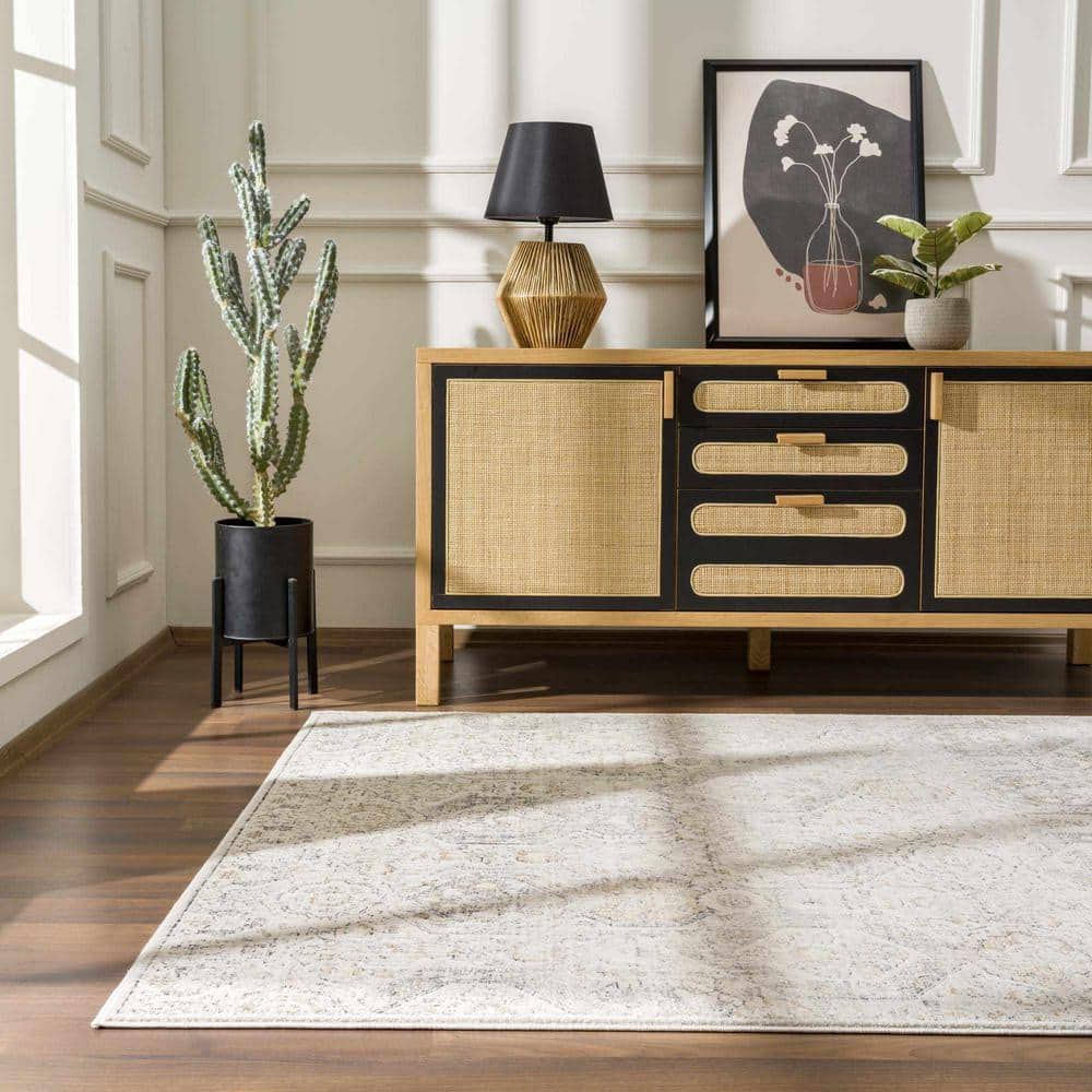 Parkerfield Beige and Black Medium Pile Rectangular Area Rug