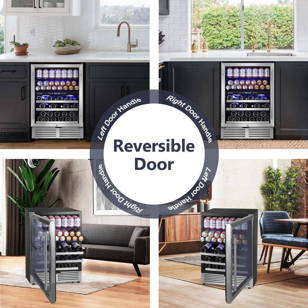 Tittla 24" Stainless Steel Dual Zone Wine and Beverage Cooler