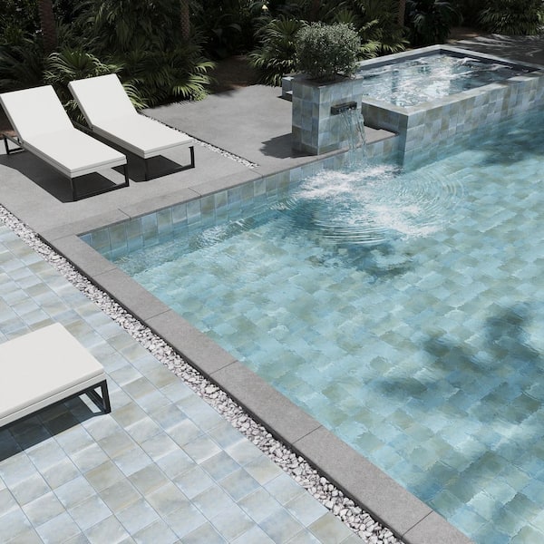 Zahara 6 in. x 6 in. Matte Coastal Mist Porcelain Zellige Square Tile (5.38 sq ft/case)-22 Pack