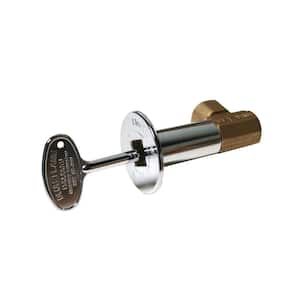 Angle Gas Valve Kit Included Brass Valve, Floor Plate and Key in Polished Chrome
