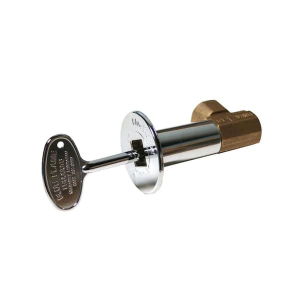 Blue Flame Angle Gas Valve Kit Included Brass Valve, Floor Plate and Key in Polished Chrome