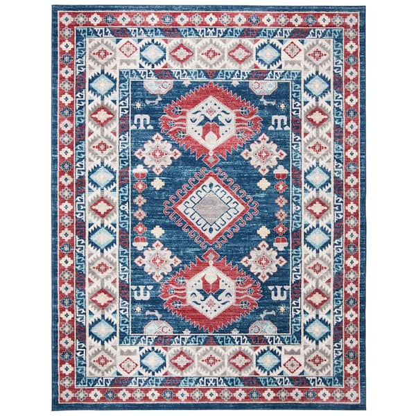 SAFAVIEH Kazak Navy/Red 8 ft. x 10 ft. Border Persian Oriental Area Rug
