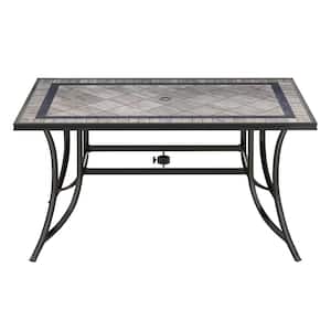 Bronze Aluminum Outdoor Dining Table with Ceramic Tabletop