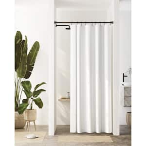54 in. W x 78 in. H White Recycled Cotton 100% Waterproof Stall-Sized Fabric Shower Curtain Liner with Anti-Draft Clips