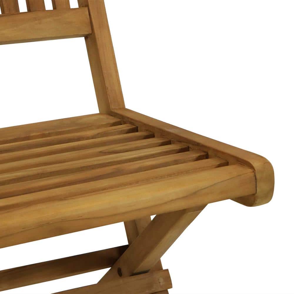 Sunnydaze Light Brown Teak Folding Outdoor Dining Chairs - Set of 2