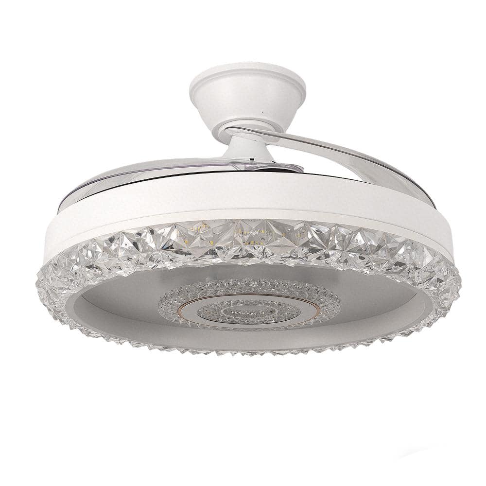 42 in. 3-Blade Crystal Ceiling Fan with Light, Remote Control, White Flush Mount Fandelier, 6-Speed Adjustable price history on PriceWatchPro