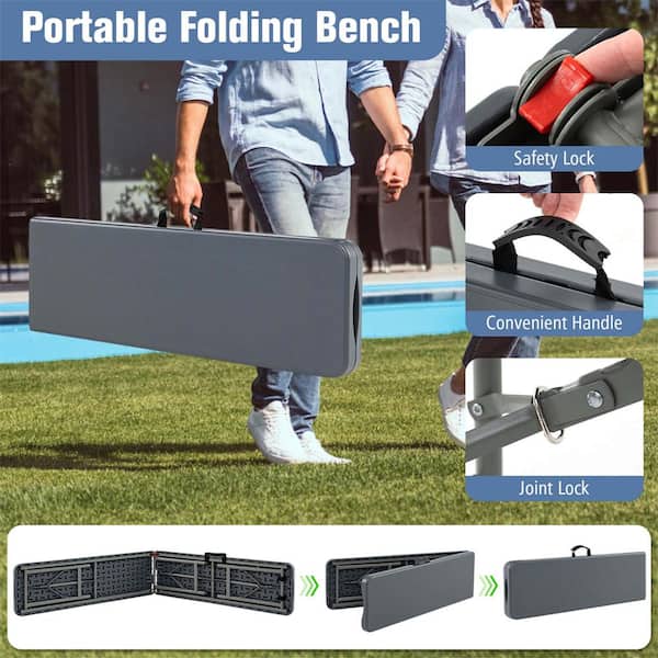 Costway 6 ft. Plastic Outdoor Folding Bench with 1320 lbs