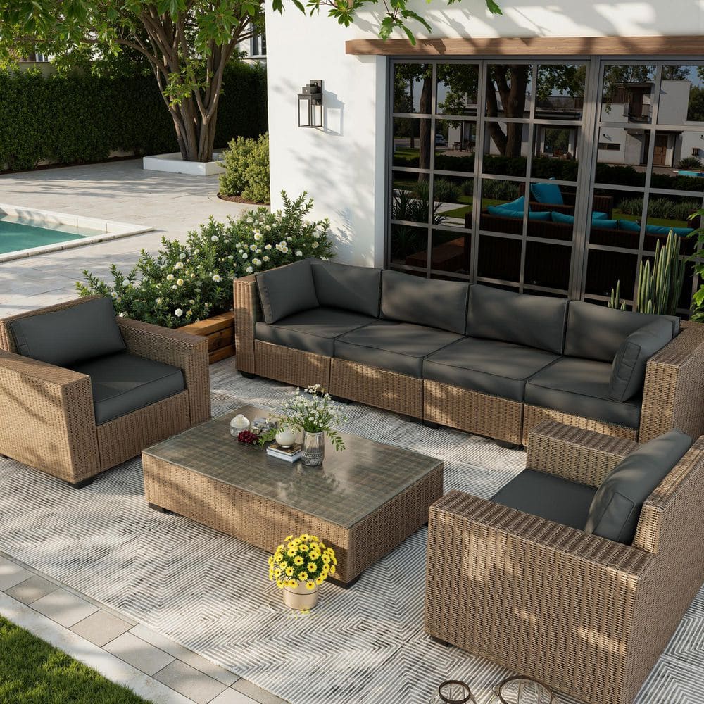 【SEPABATH 】MINNANO CUSHION LARGE Poteban Outdoor 25.7 in. x 4 in. Sectional Cushions Set Seat/Back