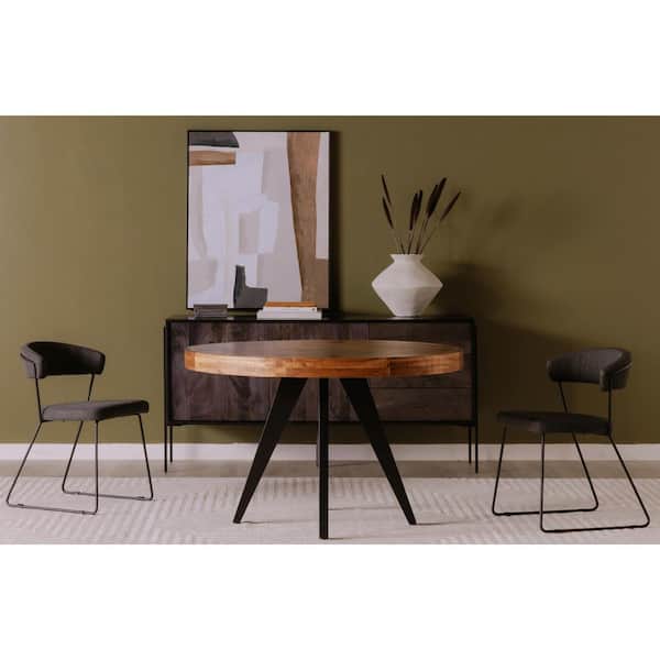 Arlo Rustic Cappuccino Acacia Wood 48 in. Round 4 Legs Dining Table Seats 6