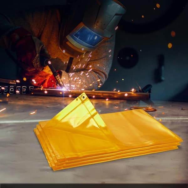 Welding Screen with Frame, 6ft. x 6ft. 3 Panel Welding Curtain Screens, Flame-Resistant Vinyl Welding Protection Screen