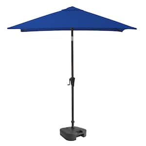 9 ft. Steel Market Square Tilting Patio Umbrella with Umbrella Base in Blue