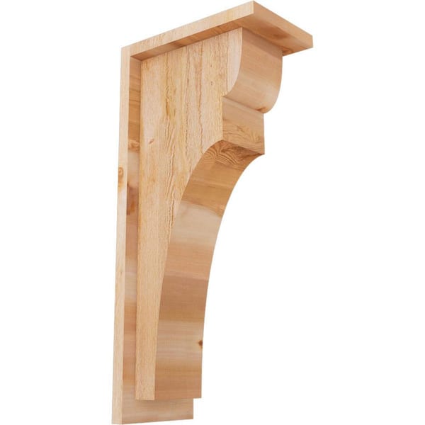 Ekena Millwork 6 in. x 10 in. x 22 in. Western Red Cedar Yorktown Rough Sawn Corbel with Backplate