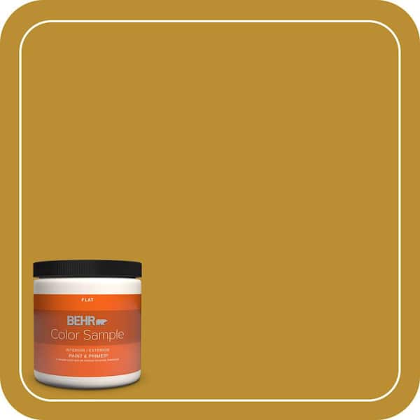 BEHR PREMIUM PLUS 8 oz. #360D-7 Brown Mustard Flat Interior/Exterior Paint & Primer Color Sample