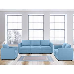 56.1 in. Linen Modern Upholstered Accent Chair, Loveseat & Sectional Sofa in. Robin Egg Blue