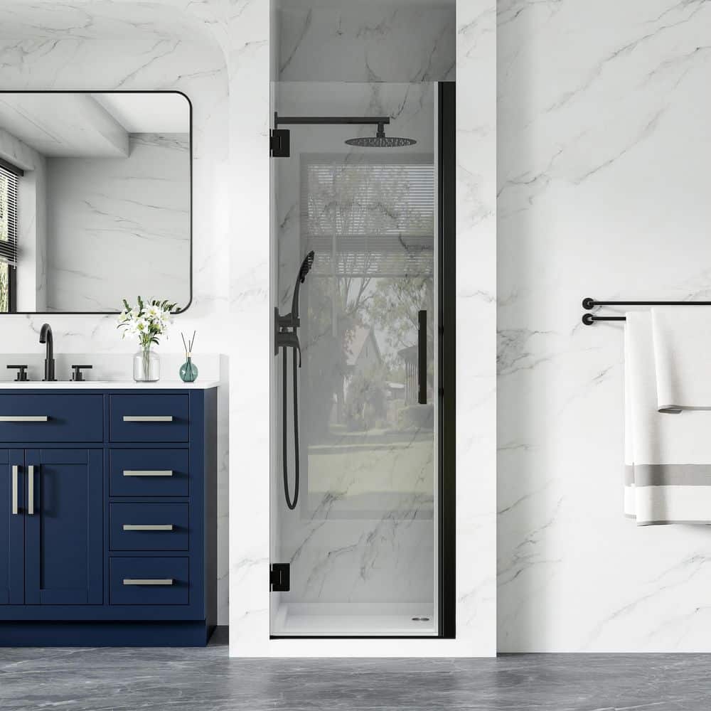 UF 23 in.-24 in. x 72 in. H Hinged Frameless Shower Door in Matte Black with Clear Glass price history on PriceWatchPro