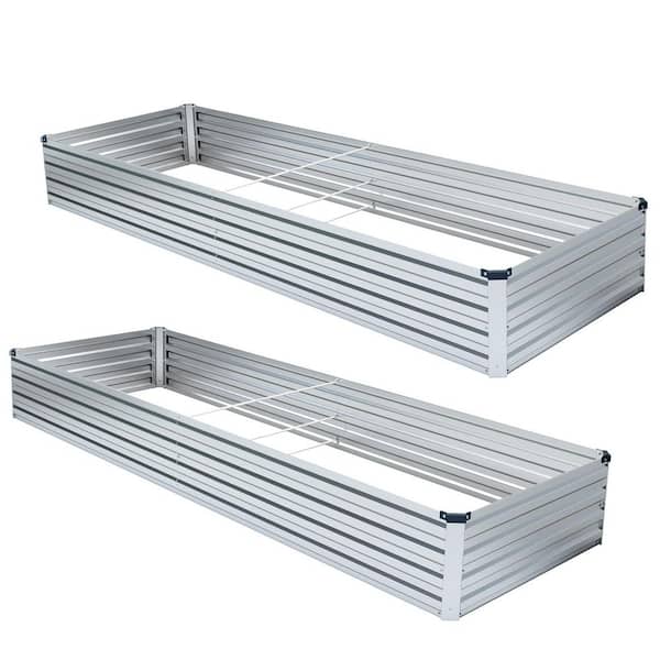 Phewnyzo 2-Pack 6 ft. x 3 ft. x 1 ft. Metal Galvanized Raised Garden Beds Kit Silver for Vegetables, Herbs, and Flowers