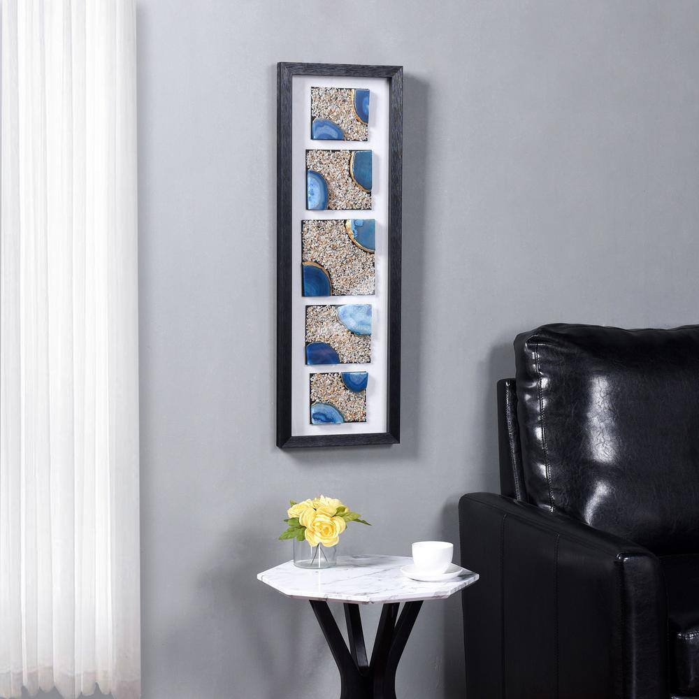 Agate Blue Shadow Box Wall Art with Black Frame