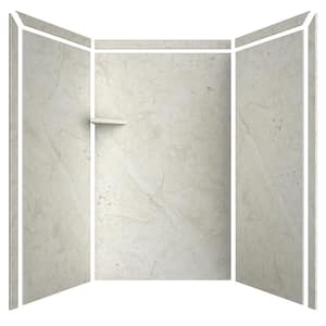 Elegance 36 in. x 48 in. x 80 in. 9-Piece Easy Up Adhesive Alcove Shower Wall Surround in Botticino Cream