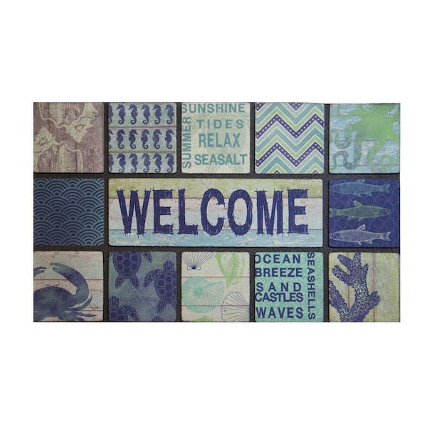 TrafficMaster Welcome Blue 18 in. x 30 in. Non-Slip Outdoor Door Mat