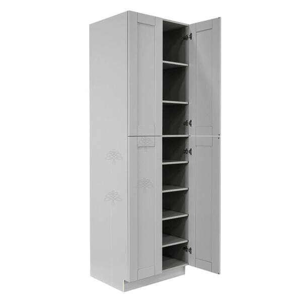 LIFEART CABINETRY Anchester Assembled 24 in. x 84 in. x 27 in. Tall Pantry with 4 Doors in Light Gray
