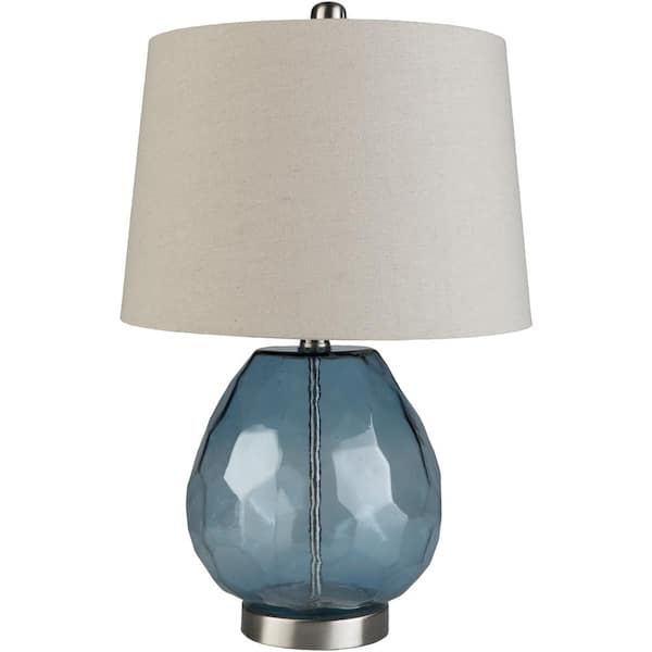 Artistic Weavers Aaru 21.88 in. Sky Blue Indoor Table Lamp with White Barrel Shaped Shade