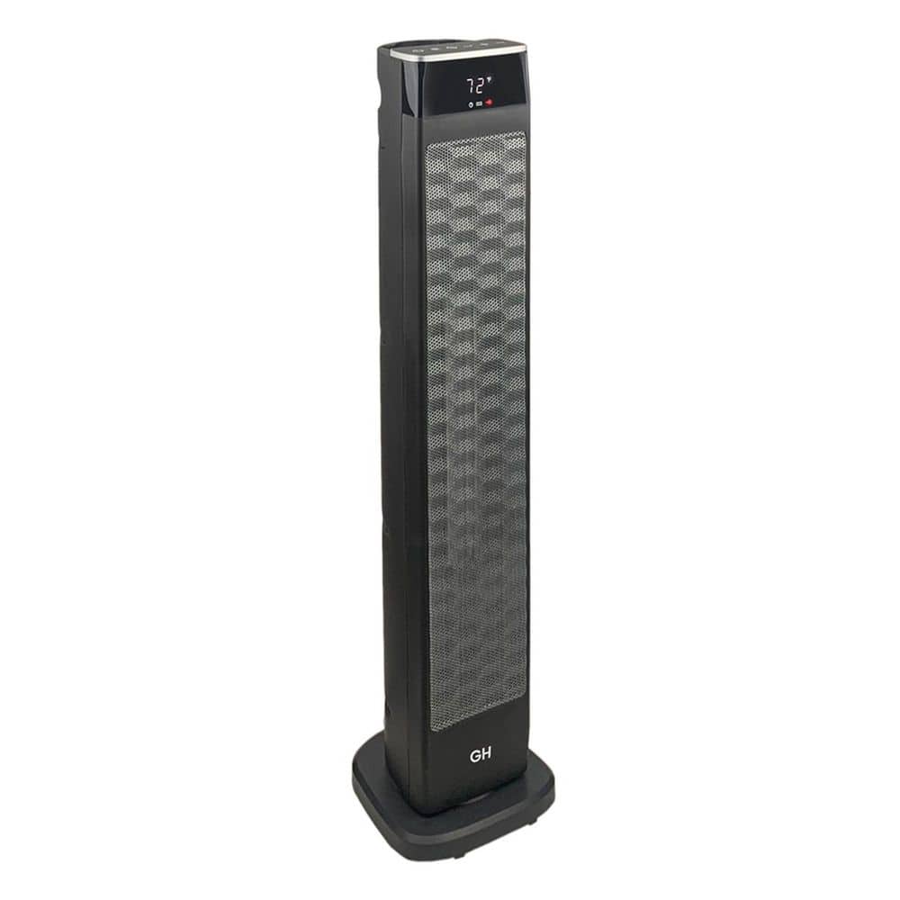 30-Inch Black Ceramic Electric Tower Heater with Thermostat