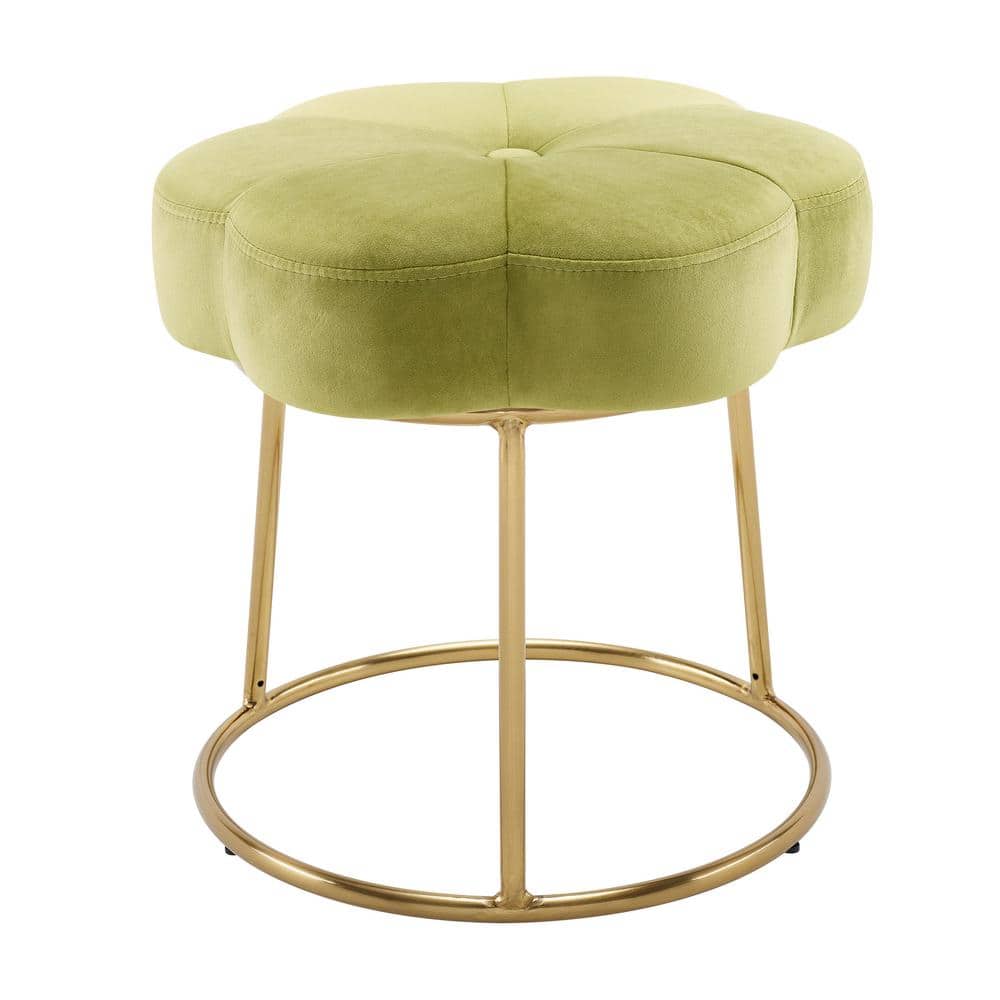 Vanessa Green and Gold Metal 17.75 in. Tall Makeup Vanity Stool
