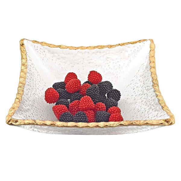HomeRoots Amelia 7 in. W x 2 in. H x 7 in. D Square Gold Glass Bowls