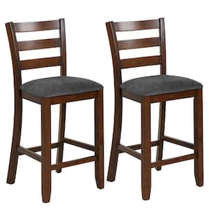 39 in. Barstools Counter Height Chairs with Fabric Seat and Rubber Wood Legs (Set of 2)