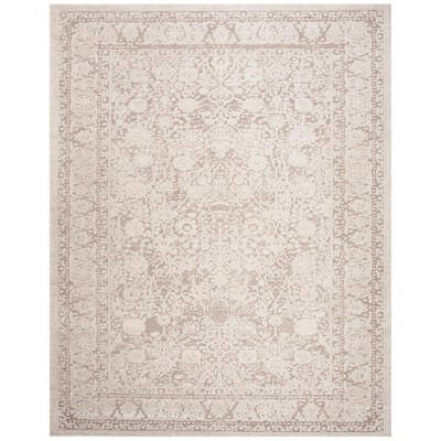 SAFAVIEH Reflection Beige/Cream 5 ft. x 5 ft. Round Distressed Border ...