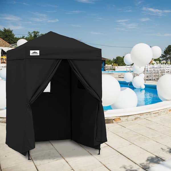 EAGLE PEAK 5 ft. x 5 ft. Pop Up Privacy Tent Foldable Outdoor Portable Dressing Changing Room Shelter, Black