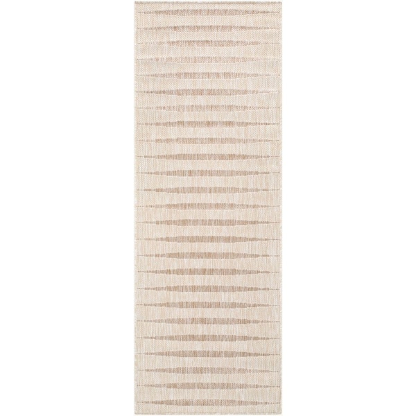 Barberry 2 ft. W x 7 ft. L Indoor/Outdoor Runner Machine Woven Rug, Black Area Rug