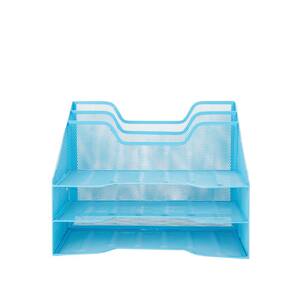 Mesh Desk Organizer 5 Trays Desktop Document Letter Tray for Folders, Mail, Stationary, Desk Accessories, Blue