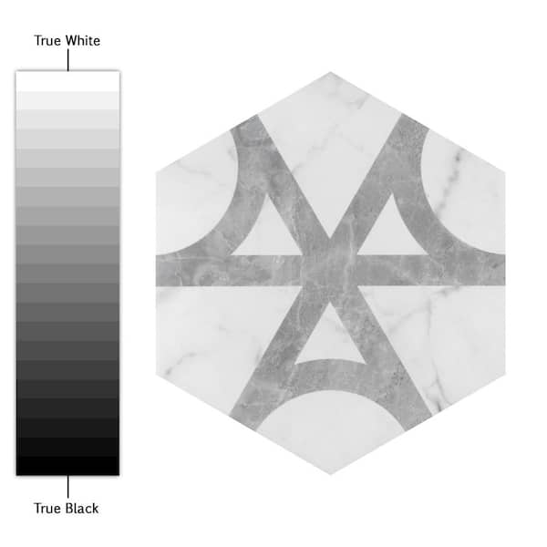 Merola Tile Classico Bardiglio Hexagon Flower 7 in. x 8 in. Porcelain Floor and Wall Tile (7.67 sq. ft. / case) Merola Tile Classico Bardiglio Hexagon Flower 7 in. x 8 in. Porcelain Floor and Wall Tile (7.67 sq. ft. / case)