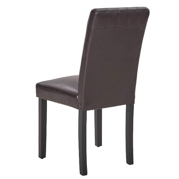 Upholstered Dining Chairs Set of 6, Modern PU Leather, Solid Wood Legs with Rubber Footpads, Coffee Kitchen Table Chairs