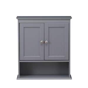 21.5 in. W x 7.48 in. D x 24 in. H Gray Bathroom Cabinet with Doors Wall Cabinet