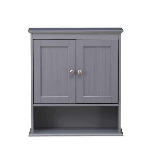 21.5 in. W x 7.48 in. D x 24 in. H Gray Bathroom Cabinet with Doors Wall Cabinet