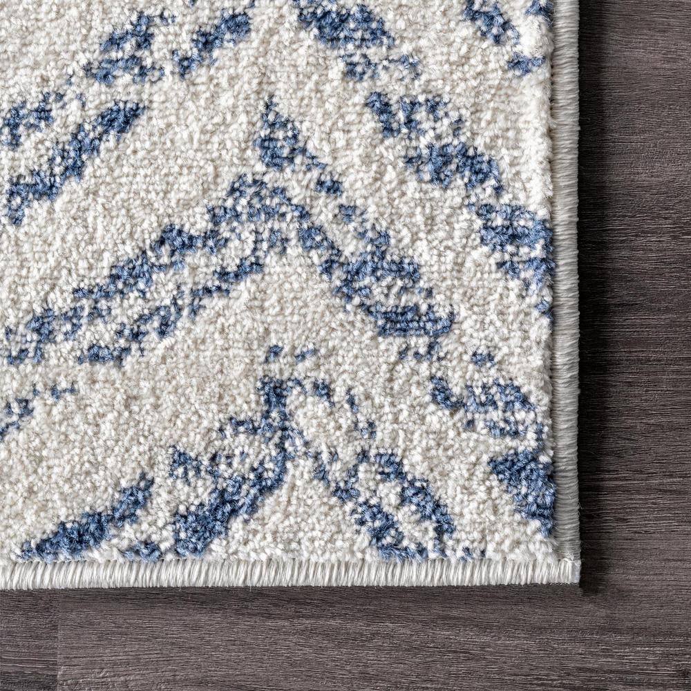 Herringbone Blue Geometric Easy-Care Synthetic Area Rug, 52"x24"